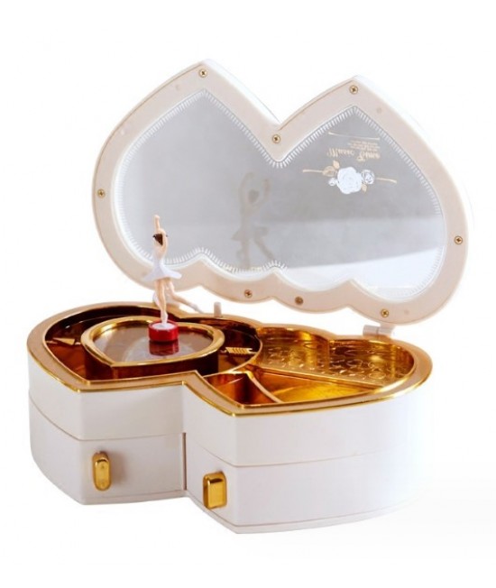 雙心型 女生旋轉芭蕾 音樂盒 MUSIC BOX